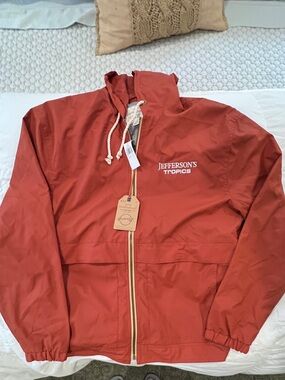 Weatherproof Vintage Rust Red Hooded Windbreaker raincoat